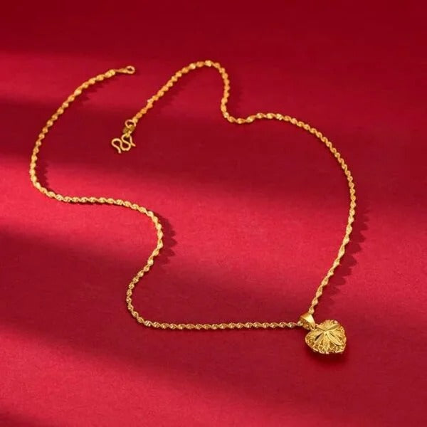 Gold Aura Heart Necklace & 24K Gold Fan Necklace – Elegant Jewelry Collection
